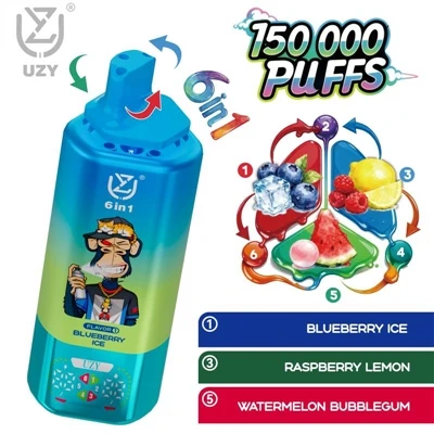 Jednorázová elektronická cigareta UZY 6-in-1 150K|150 000 šluků, přepínání še...