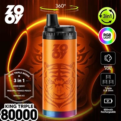 Jednorázová e-cigareta ZOOY KING 3-v-1 80000 Puff: Stanovení nového průmyslov...