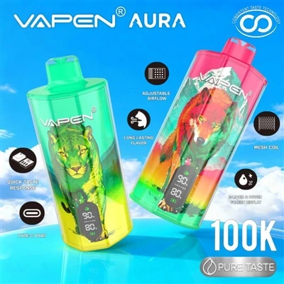 VAPEN AURA 100K: Jednorázové E-cigarety vstupují do éry „vysoké-trvanlivé“
